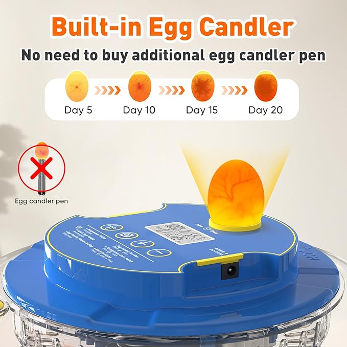 MYPIN 18 Chicken Eggs Incubator with Temperature Control, Humidity Display, Auto Egg Turning, Auto Water Filling, 2 Size Egg Trays, Chick Incubaotrs for Hatching Eggs Digital Incubator for Chicken