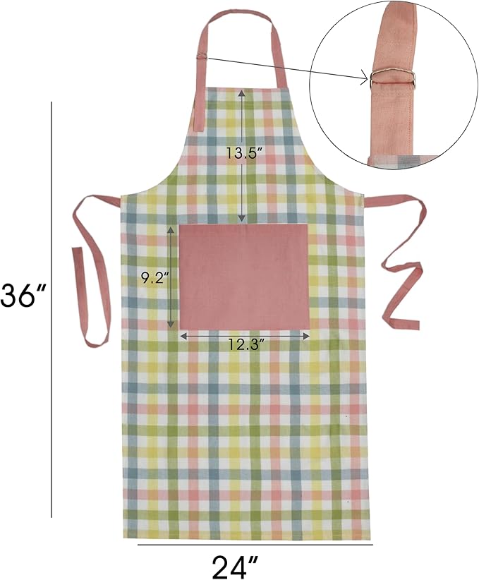 COTTON CRAFT Spring Pantry Apron - Easter Summer Chef Apron-Premium Cotton Adjustable Apron with Pocket and Long Waist Ties
