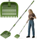 Chicken Poop Scooper, 2-in-1 Coop Scoop & Chicken Coop Rake, Sand Sifting Shovel with Adjustable Stainless Steel Handle, Up to 68 in, No-Bend Cleaning Tool - Patent-Pending