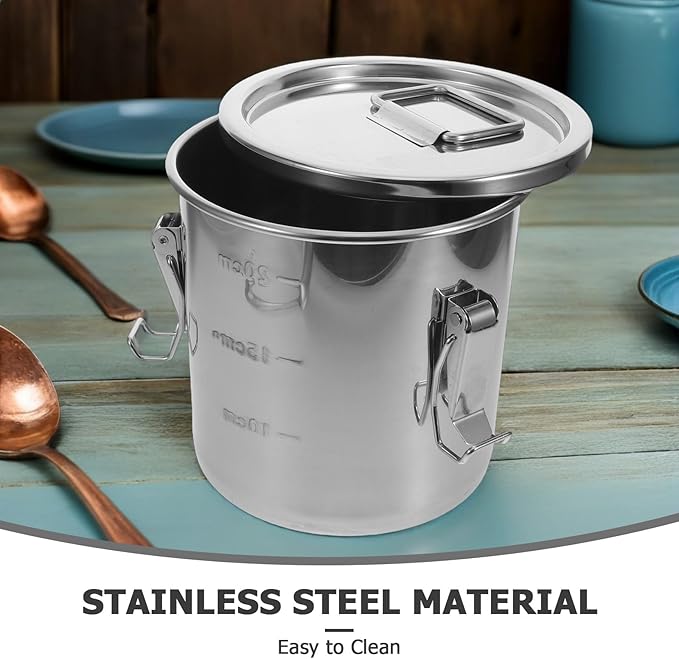 PRETYZOOM Metal Airtight Canister: Heavy-Duty Stainless Steel Rice Container with Seal Lid for Kitchen and Transport - Grain Storage Bin for Flour Cereal and Dry Good 6L