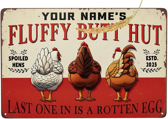 Personalized Chicken Coop Sign Custom Name Funny Farm Metal Tin Sign Vintage Rustic Wall Decor for Backyard Barn Housewarming Gift for Chicken Lovers