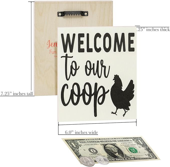 JennyGems Welcome To Our Coop Wooden Sign, Chicken Signs for Chicken Lovers, Farmhouse Decor Wall Hanging, Made in USA
