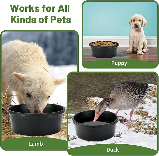6Pcs Rubber Feed Pan, 1 Gallon Horse Feed Bucket Utility Feed Bucket, 10.6 x 4.1Inches Rubber Bowl Chicken Dust Bath Livestock Water Bowl for Pig Goat Chicken Dogs Farm Small Animal