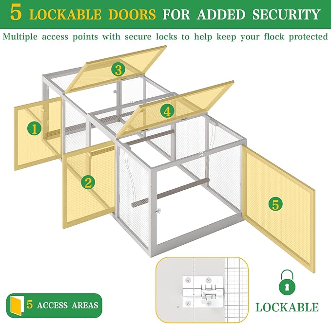 Chicken Coop Extension Run, Wooden Outdoor Chicken Run 18.68 ft²Large Expend Hen House Universal Chicken Run with Perches Perfect for 4-6 Chickens, Ducks & Small Animals (80.3" L x 33.5" W x 25" H)