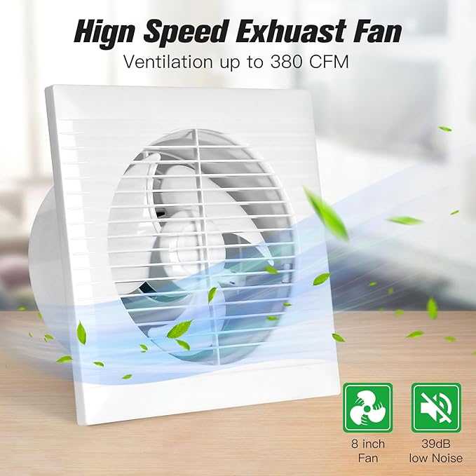 Solar Powered Exhaust Fan, 25W Solar Panel + 8" Ventilation Vent Fan for Outside Greenhouse, Chicken Coop, Shed, Pet House