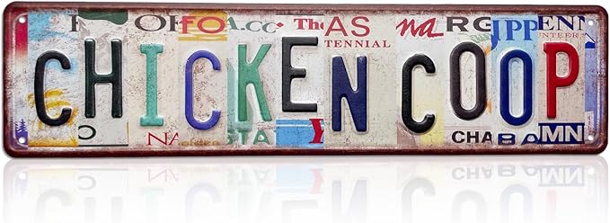 Vintage 3D Chicken Coop Wall Decor Street Sign Metal Tin Signs 16 × 4 inches