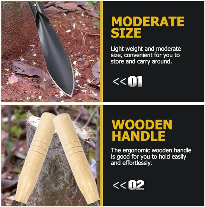 BESPORTBLE 2 Pcs Gardening Spade Tools with Wooden Handles, Metal Handheld Planting Shovels for Vegetable Transplanting and Flower Planting, Sturdy Farm Garden Hand Tools for Outdoor Soil