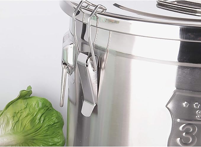 Stainless Steel Canister Rice Bucket Airtight Canister with Lids, 304 Stainless Steel Metal Food Storage Containers Kitchen Canisters for Rice, Flour, Grain, Coffee Bean 12L