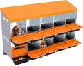 Garvee Chicken Nesting Box, 10-Hole Roll Away Egg Laying Box with Lid, Heavy-Duty Galvanized Steel Rustproof Design - Easy Egg Collection, Easy Clean (Wall-Mountable Without Bracket, Orange)