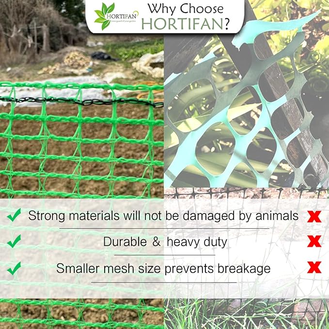 Garden Fence Temporary Fence, 4'x65' with 50 Zip Ties, Plastic Fencing Safety Fence Snow Fence, Construction Fencing for Yard, Deer, Pet, Rabbits, Chicken, Dogs, Animal Barrier, Green