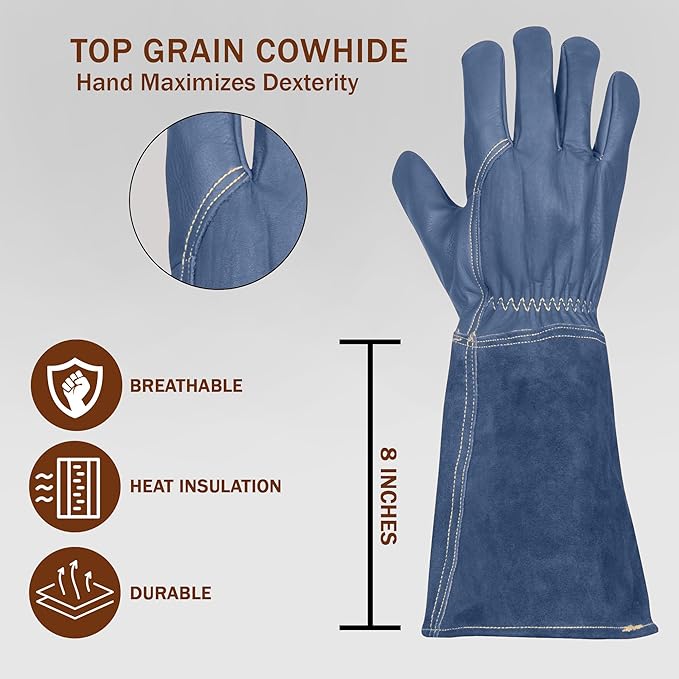 Suse's Kinder Animal Handling Gloves Leather Padding Dog,Cat Scratch,Bird Falcon Gloves Grabbing Reptile Squirrel Snake Bite