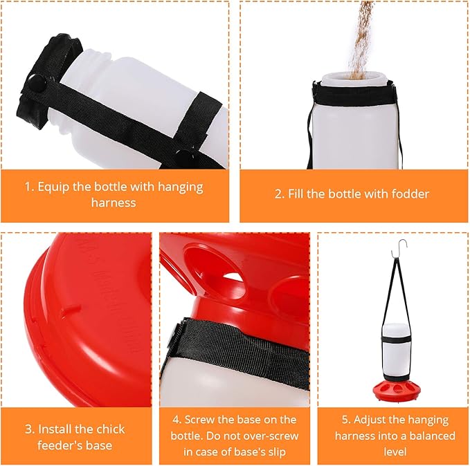 2 Packs Chick Feeder and Waterer Kit 1L Chick Feeder and 1L Chick Waterer Chicken Feeder and Hanging Chicken Waterer for Poultry Farm Chick Water Food Feeder
