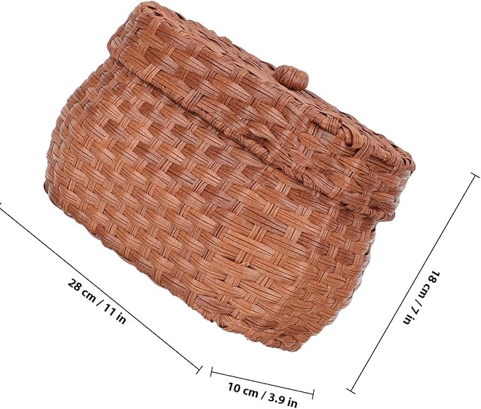 Farmhouse Egg Basket with Lid Woven Rattan Egg Holder Countertop Storage Bin Decorative Classic Rustic Basket for Kitchen Organization