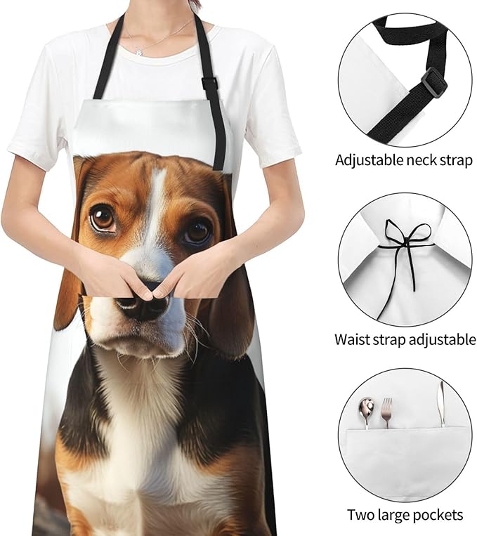 Kitchen Aprons for Men Women Waterproof Apron with 2 Pockets Skis on mountain Apron Adjustable Bib Aprons