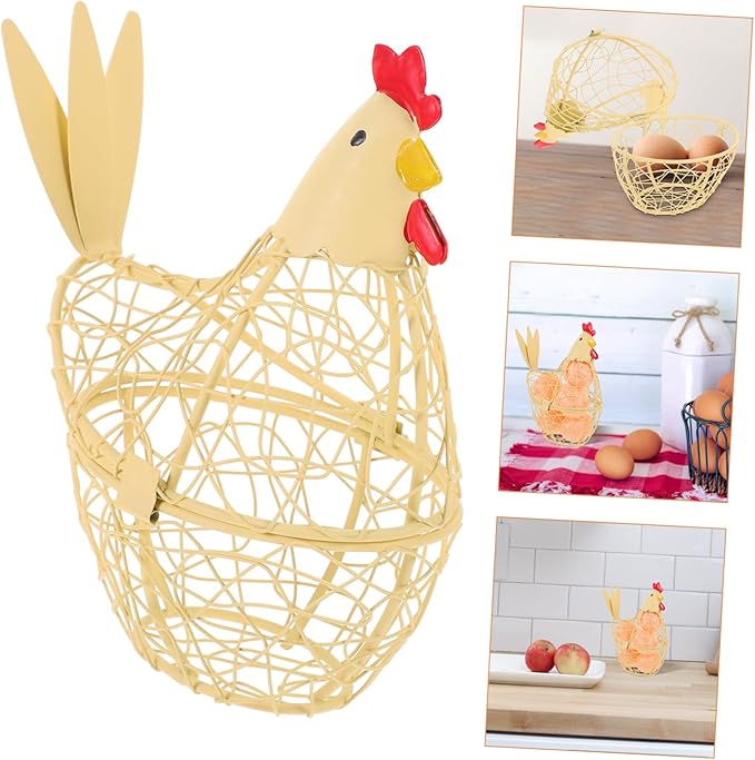 Hen Shape Egg Basket Wire Kitchen Storage Basket for Countertop Organization and Home Decoration 3.94X5.91X3.94 Inches