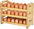 Bamboo Egg Holder Countertop - Stackable Design for Fresh Eggs, Farmhouse Egg Tray Storage Display Rack, Kitchen Counter Top Organizer Wooden Egg Stand, Fits Quail, Duck, Turkey, Chicken Eggs (Luxury)