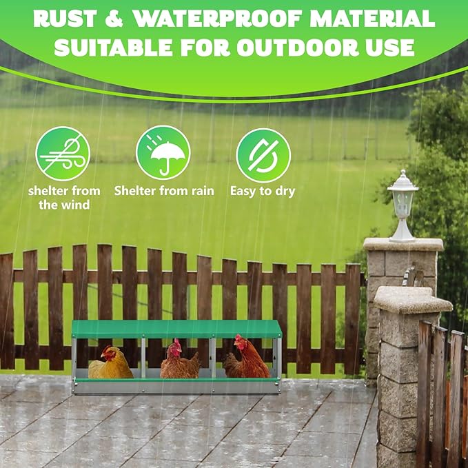 Chicken Nesting Boxes, 3 Hole Nesting Box for Laying Eggs, Heavy Duty Metal Nest Boxes for Chicken and Poultry to Collect Eggs, Chicken Laying Boxes Hens Chicken Coop Box