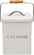Cat Food Treat Storage Container with lid scoop included - Perfect Farmhouse Cat Food Bin for Kitchen Countertop, Shelf, Decoration Home - Cat Food - White