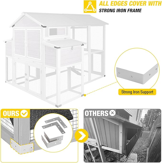Aivituvin Chicken Coop for Chickens Super Large Outdoor Wooden Hen House with Run,Poultry Cage for 6 to10 Chickens with Two Nesting Box,Ramp,Extra Large
