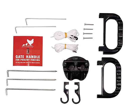 RentACoop Gate Handle Kit for Electric and Non-Electric Fencing - Includes Handles, Hooks, Stakes, Guylines, and Pegs - Posts Not Included