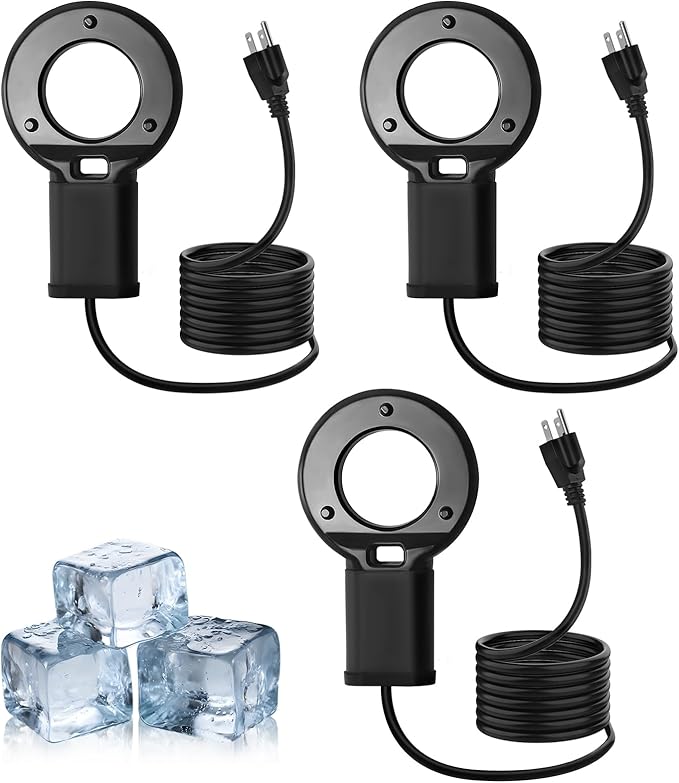 3PCS 500W Utility De-Icer Heater - Cast Aluminum Thermostatic Control for Bird Bath, Chicken Waterer & Stock 9.8FT Cord Chicken Water Heater - Safe for Livestock, Wildlife