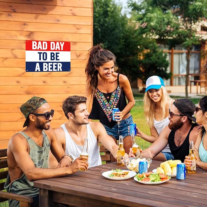 Beer Signs Metal Signs- Man Cave Decor Tin Signs, Bad Day to be A Beer Bedroom Decor for Men 8x12 Inch