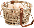 Farmhouse Seagrass Egg Baskets - Handmade Wicker Egg Collecting Basket with Handle