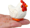 Hand-Carved White Hen Figurine - Miniature Wood Chicken Bird Art Statue Mini CarvedFigurine, Small Farm Animals, Handmade Carved Ornament for Rustic Home Decor & Collectibles