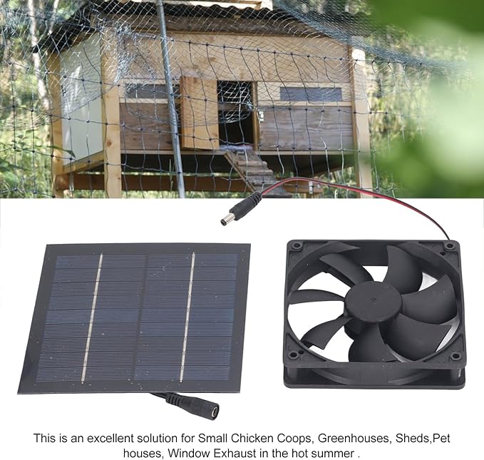 Zunate Solar Powered Fan, 20W IP65 Solar Panel Fan Kit, Window Exhaust for Outside Small Chicken Coops Greenhouses