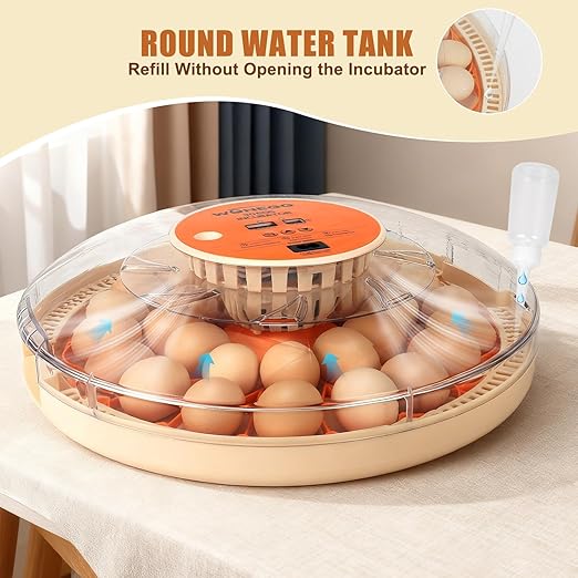 2nd Gen 30 Egg Incubator, Wide-Range Humidity with Manual Water Fill, Stable Temp Control, Dual-Size Egg Slots, Auto Egg Turning, Candler, Real-Time Display for Hatching Poultry Eggs