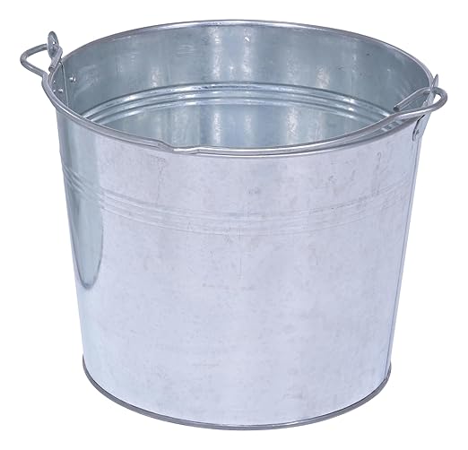 Vestil BKT-GAL-325 Galvanized Steel Bucket, 9-13/16" Depth, 3.25 gallon, 28 pound Capacity, Silver