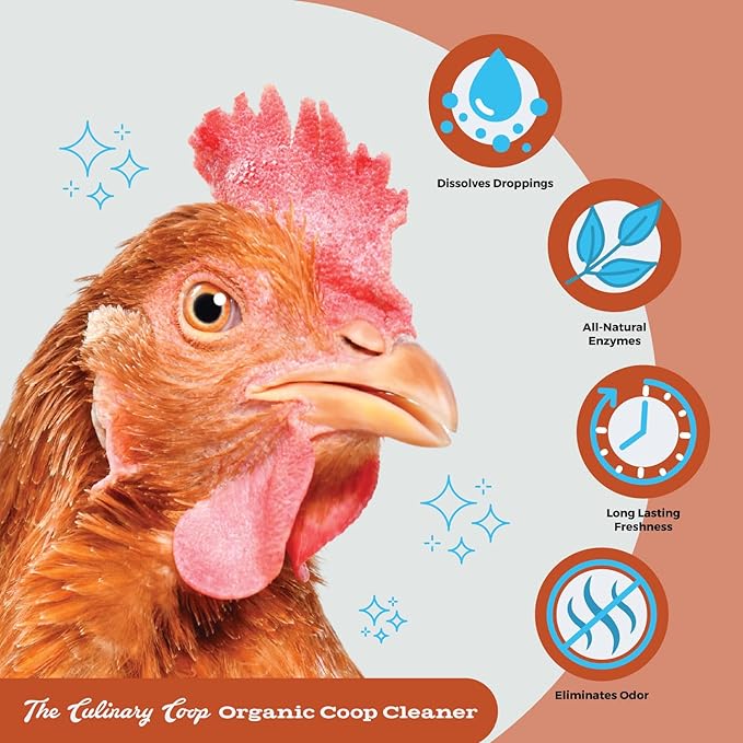 Fluker's Culinary Coop Organic Cleaner with Brush for Chicken Coops, Specially Formulated with Deodorizer and Odor Eliminator, 16 oz