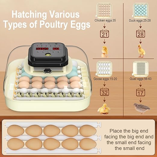 35 Eggs Incubators for Hatching Eggs,Egg Incubator with Automatic Egg Turning and Humidity Control,Chicken Egg Incubator with Egg Candler, Incubator for Chicken, Duck, Goose, Pigeon, Quail