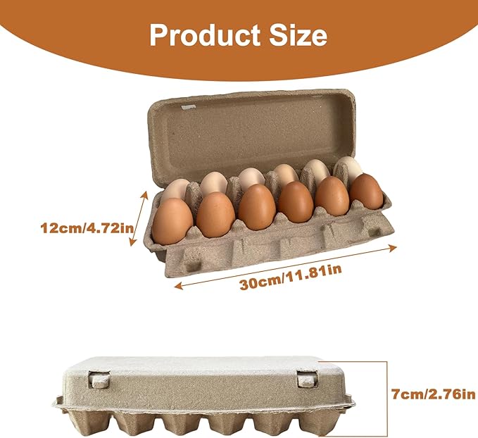 Reusable Pulp Egg Carton,12-Count Storage Container, Farm Fresh Egg Holder for Countertop, Chicken Egg (20, brown, 2 * 6)