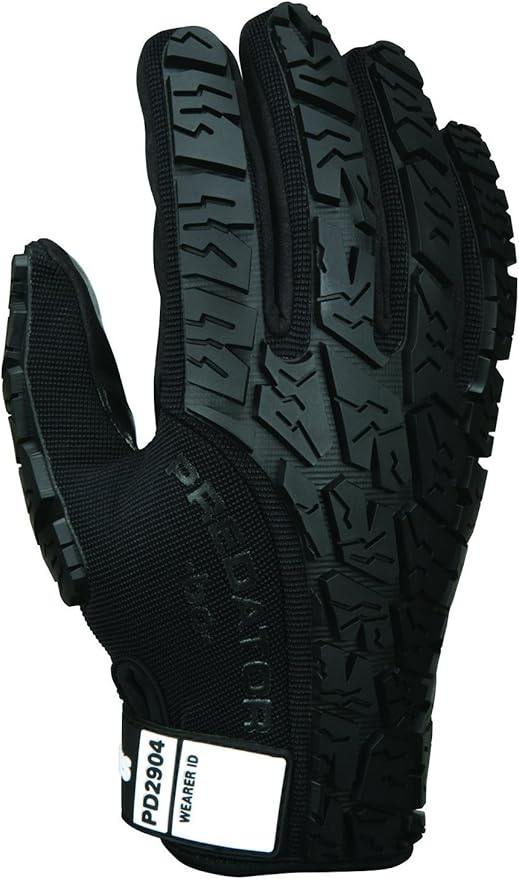 MCR Safety PD2904M Predator Multitask Fabric, Tire Tread Back, Breathable, and Durable Synthetic Leather Palm Gloves, Black, Medium, 1 Pair