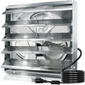 Hiorucet 24 Inch Shutter Exhaust Fan Wall Mounted, 4244 CFM High Speed Low Noise Aluminum Louvered Exhaust Fan with 1.8m Power Cord for Greenhouse, Garage, Shop, Attics, Chicken Coop Ventilation Fan.