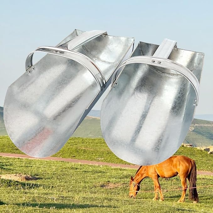 Feed Scoop for Livestock - Metal Feed Grain Scoop for Livestock, Heavy Duty Stackable Feed Scoop with Enclosed Handle for Gardening Farms, Chicken, Livestock, Bird, Farm Animal, 2 Pack, 2 Size