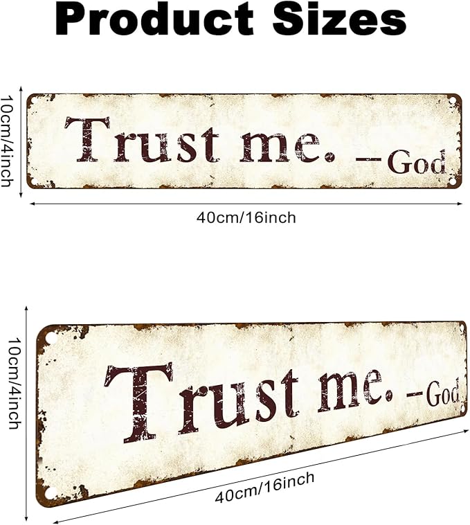 Trust Me God Metal Sign - 4x16 Inch Rust-Resistant Christian Wall Decor, Inspirational Bedroom/Office/Church Art for Women and Teens - Indoor/Outdoor Religious Plaque