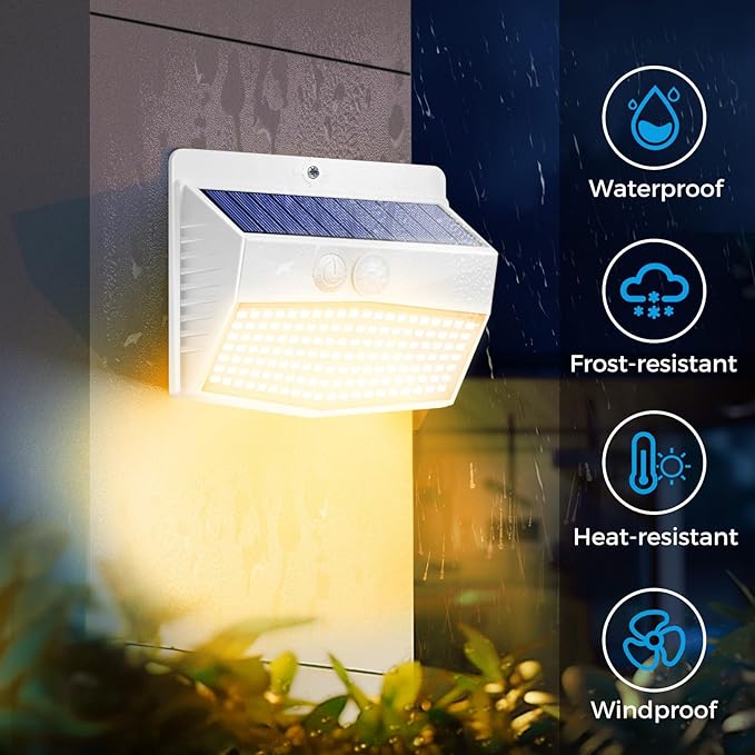 Peasur Solar Lights Outdoor Motion Sensor [10 Packs] Security Light with 3 Lighting Modes Wall Lights Waterproof Solar Powered Lights for Garden Fence Yard,White Warm
