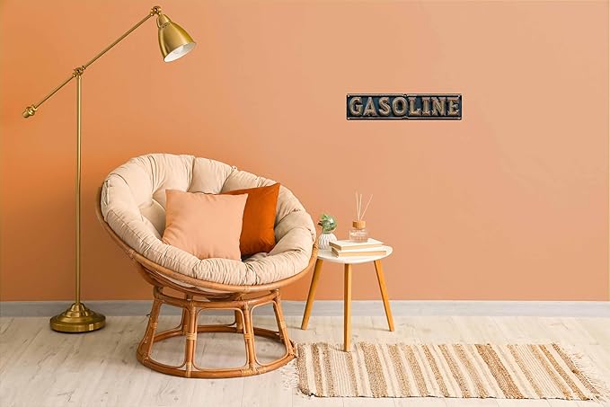 Vintage Tin Gasoline Sign Retro Metal Sign Suitable For Street Shop Garage Gas Station - Multi-Purpose For Indoor/Outdoor Use Plaque 4x16 Inch
