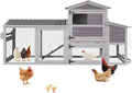 Aivituvin Large Chicken Coop Wooden with Wheels, Mobile Chicken Coop with Nesting Box & Waterproof Asphalt Roof, Expandable Chicken Cage with Run for 2–3 Chickens, Duck House