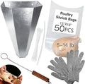 Poultry Processing Kits, Include Medium Size Chicken Cone, 50 Pack Poultry Shrink Bags, A Lung Scraper of Chicken Processing and A Pair of Gloves, Convenient for Chicken Processing
