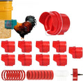 Chicken Feeder No Waste, 10 Ports Automatic Poultry Feeder with Covers & Hole Saw, Rain Proof Chicken Feeder Port for Buckets, Bins & Barrels