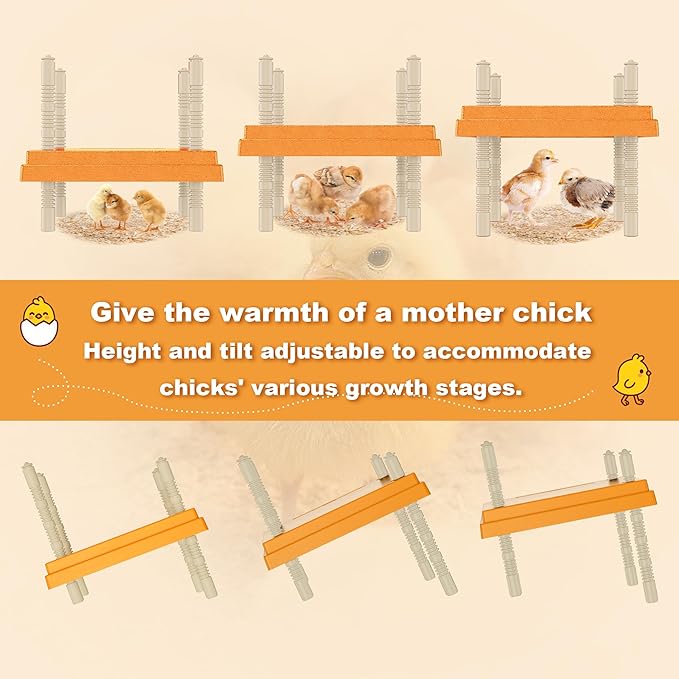Brooder Plate for Chicks,10" x 10" Heat Plate for Chicks with Triangular Cone Anti-Perch Design（Orange）