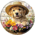 Labrador Round Metal Tin Sign Wreath Vintage Dog Wall Art Decor for Home Garden Yard Decor 12x12inch