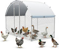 Large Chicken Coop 9.2x6.5x6.5ft Metal Chicken Run for Yard Round Top Walk-in Chicken Pen Outdoor Poultry Cage with Waterproof Anti-UV Cover Rabbit Duck House