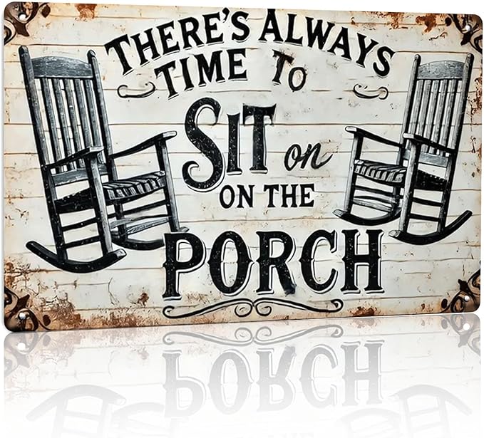 Porch Decor Metal Signs- Outside Decor for Porch Tin Signs Vintage 8x12 Inch