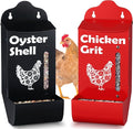 Chicken Coop Accessories Oyster Shell Feeder & Chicken Grit Feeder Set, No-Waste All‑Weather Thick‑Wall Design, Lift-Off Wall-Mounted Gravity Dispenser w/Rain Lid, Chickens Gifts for Chickens Lovers