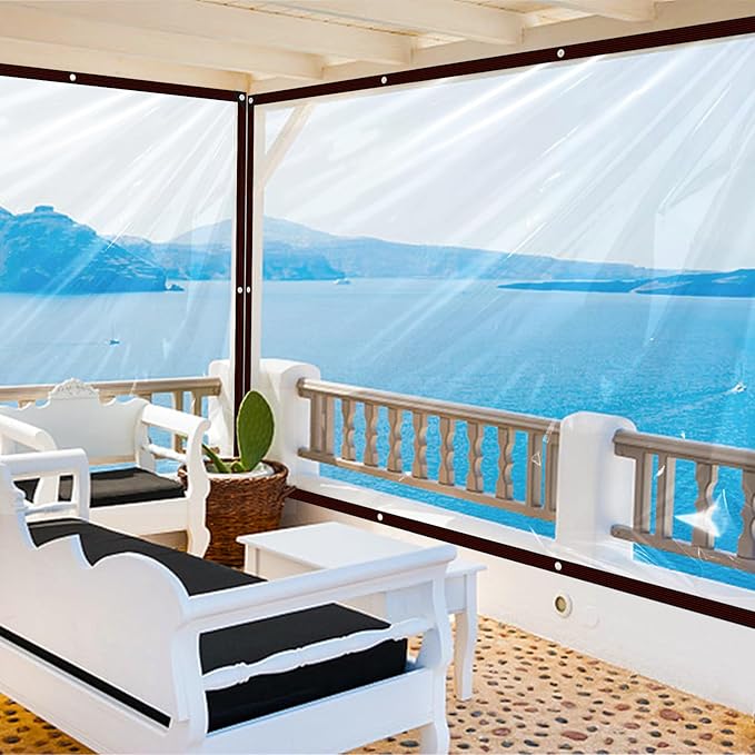Clear Tarp Heavy Duty Waterproof - with Grommets Tarps, 5X6 Clear Vinyl Patio Enclosure Tarpaulin for Porch Cover Chicken Coop Covers for Winter Transparent Lonas