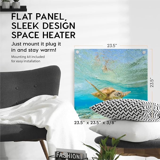 EconoHome Wall Mount Space Heater Panel - with Thermostat - 400 Watt Convection Heater - Ideal for 120 Sq Ft Room - 120V Electric Heater - Updated Model